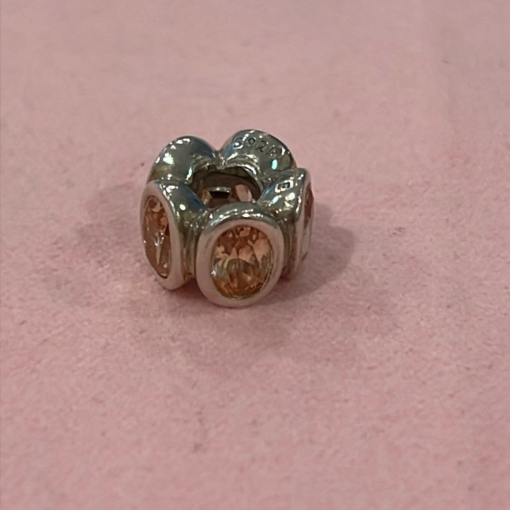 Pandora Oval Lights Citrine CZ Sterling Charm. Retired piece